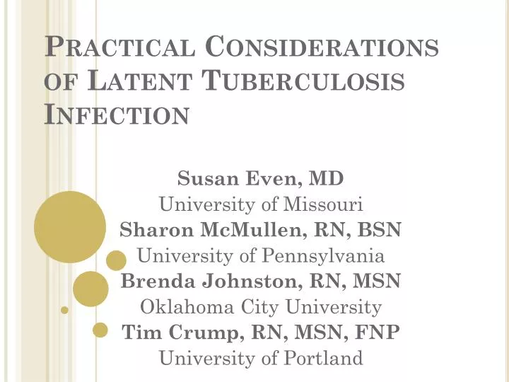 practical considerations of latent tuberculosis infection