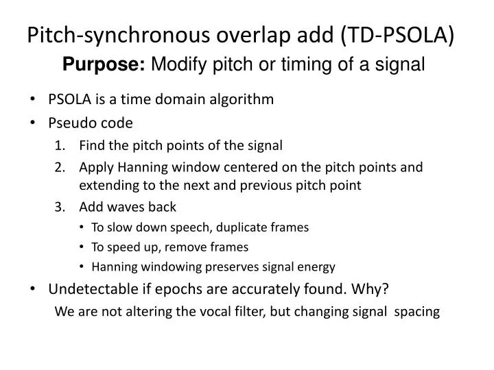pitch synchronous overlap add td psola