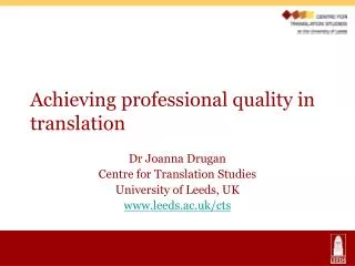 Achieving professional quality in translation