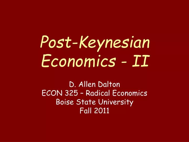 post keynesian economics ii
