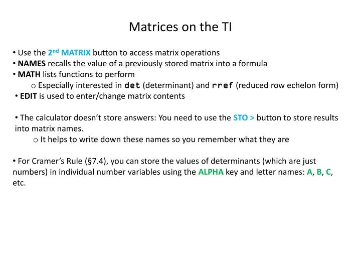 matrices on the ti