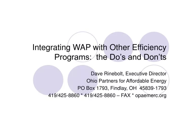 integrating wap with other efficiency programs the do s and don ts