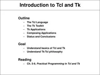 Introduction to Tcl and Tk