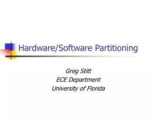 Hardware/Software Partitioning