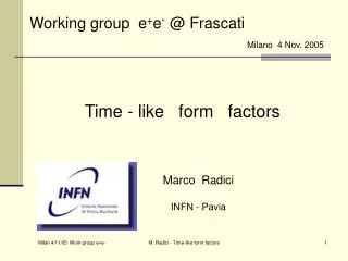 Working group e + e - @ Frascati