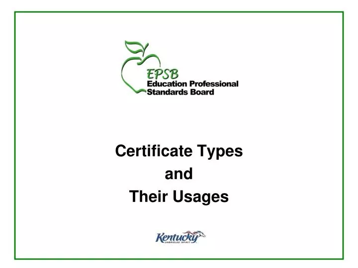 certificate types and their usages