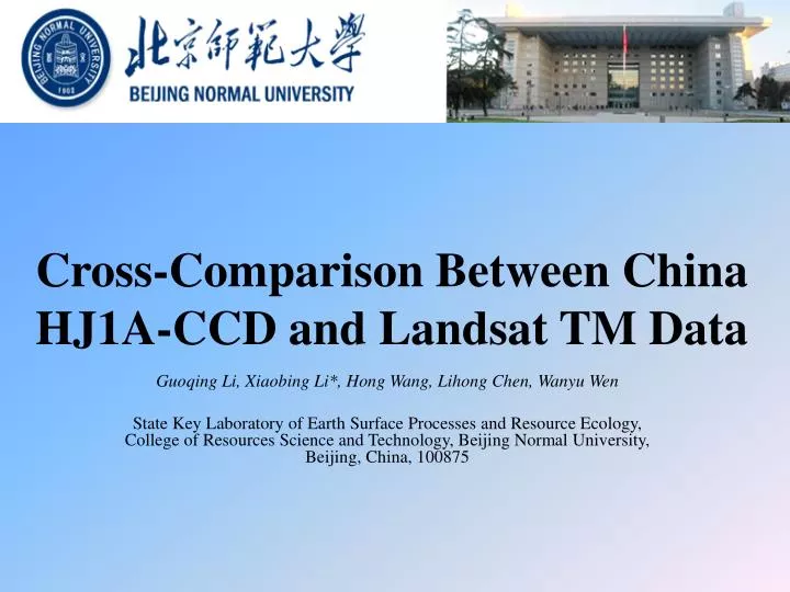 cross comparison between china hj1a ccd and landsat tm data