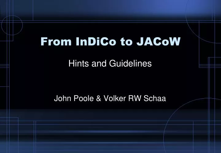 from indico to jacow