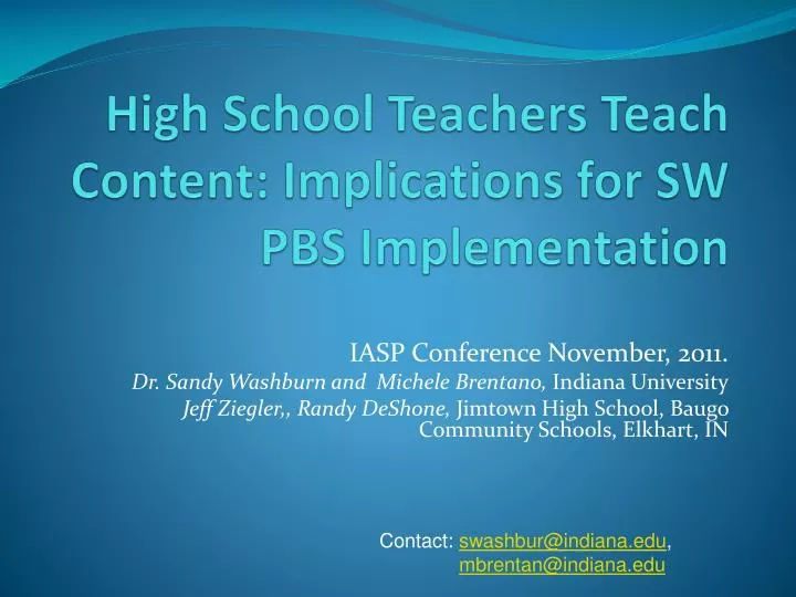 high school teachers teach content implications for sw pbs implementation
