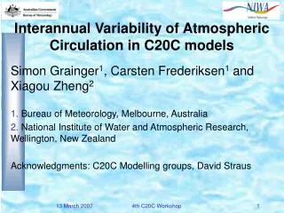 Interannual Variability of Atmospheric Circulation in C20C models