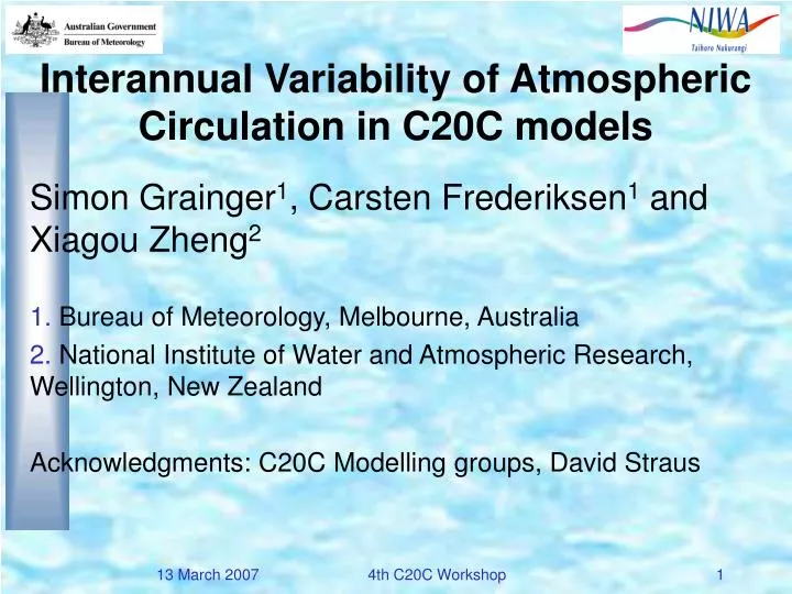interannual variability of atmospheric circulation in c20c models