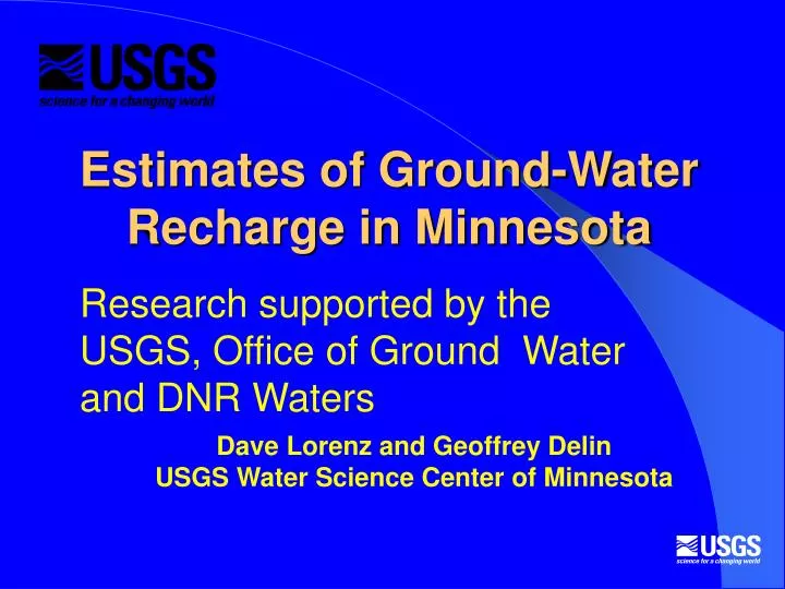 estimates of ground water recharge in minnesota
