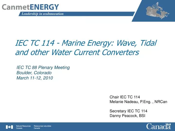 iec tc 114 marine energy wave tidal and other water current converters