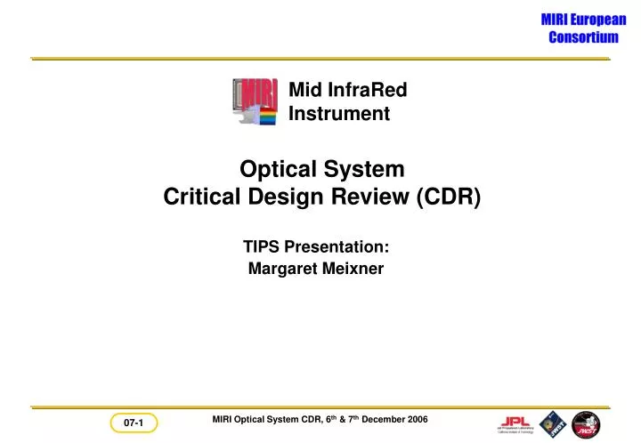 optical system critical design review cdr