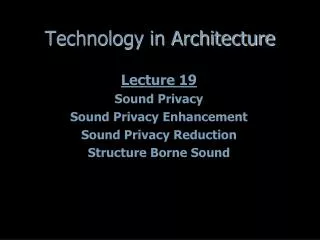 Technology in Architecture