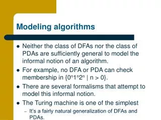 Modeling algorithms