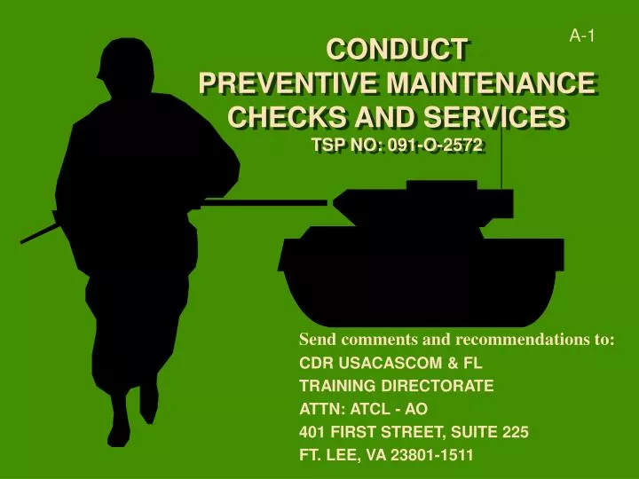 conduct preventive maintenance checks and services tsp no 091 o 2572