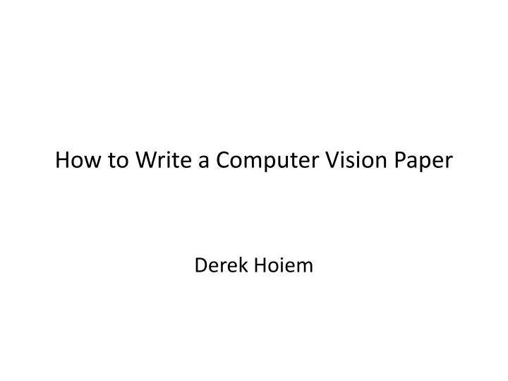 how to write a computer vision paper