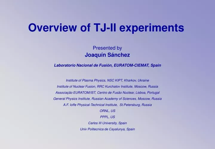 overview of tj ii experiments