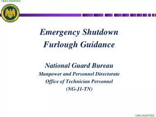Emergency Shutdown Furlough Guidance National Guard Bureau Manpower and Personnel Directorate