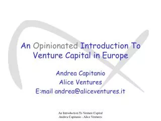 An Opinionated Introduction To Venture Capital in Europe