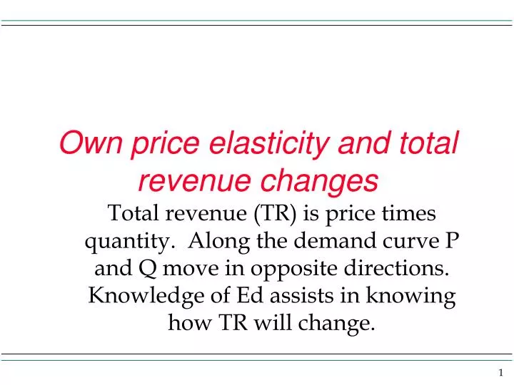 own price elasticity and total revenue changes