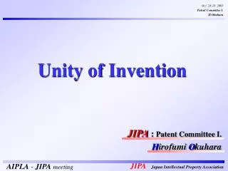 JIPA : Patent Committee I. H irofumi O kuhara