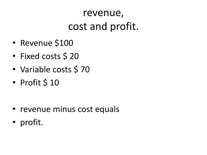 revenue cost and profit