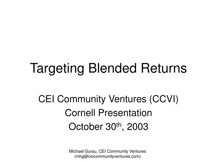 targeting blended returns