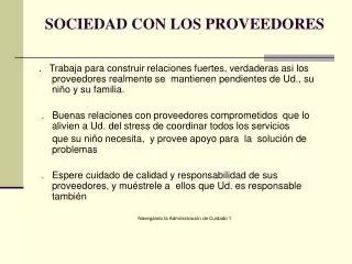 sociedad con los proveedores