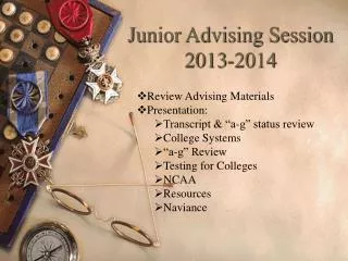 Junior Advising Session 2013-2014