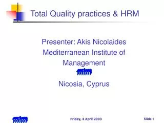 Total Quality practices &amp; HRM