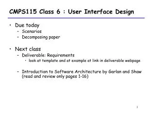 CMPS115 Class 6 : User Interface Design