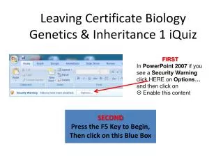 Leaving Certificate Biology Genetics &amp; Inheritance 1 iQuiz