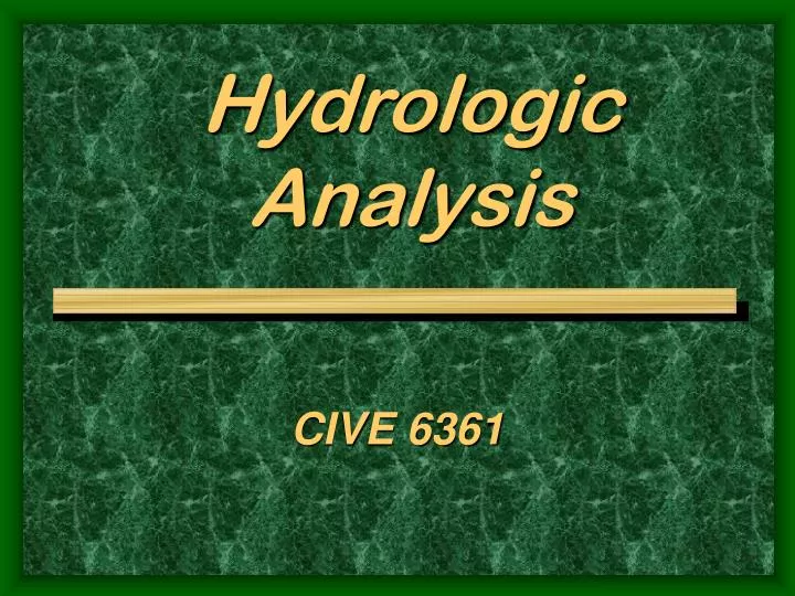 hydrologic analysis