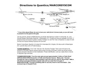 Directions to Quantico/MARCORSYSCOM