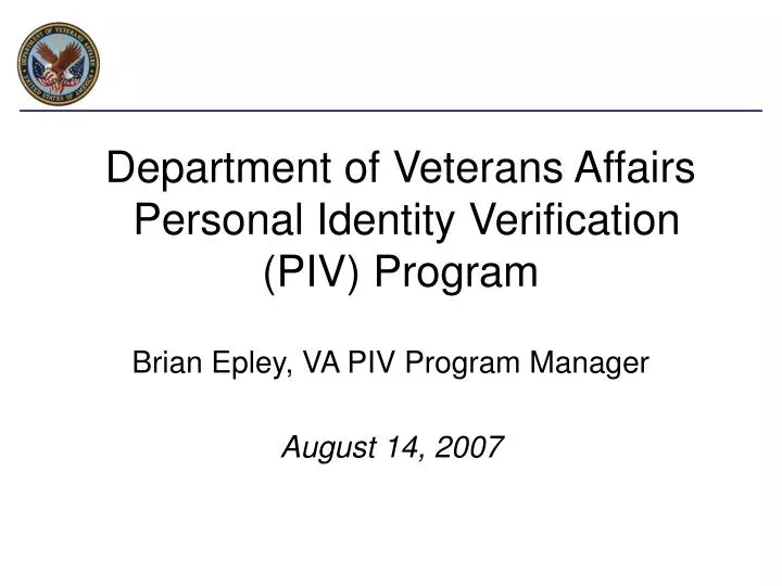 department of veterans affairs personal identity verification piv program