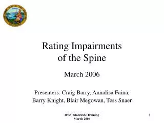 Rating Impairments of the Spine