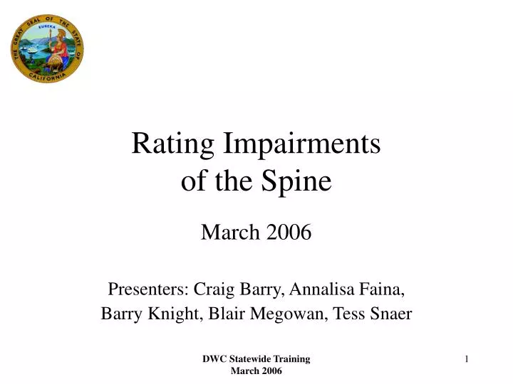 rating impairments of the spine