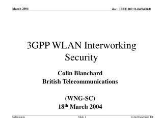 3GPP WLAN Interworking Security