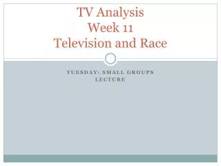TV Analysis Week 11 Television and Race