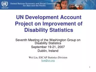 UN Development Account Project on Improvement of Disability Statistics