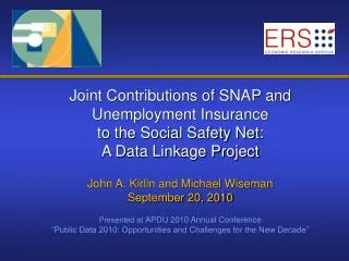 Joint Contributions of SNAP and Unemployment Insurance to the Social Safety Net: