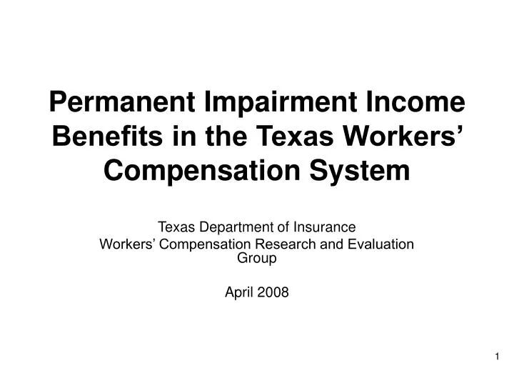 permanent impairment income benefits in the texas workers compensation system