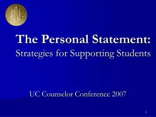 The Personal Statement: Strategies for Supporting Students