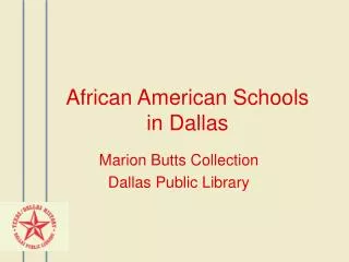 African American Schools in Dallas