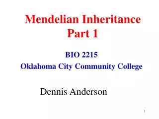 Mendelian Inheritance Part 1