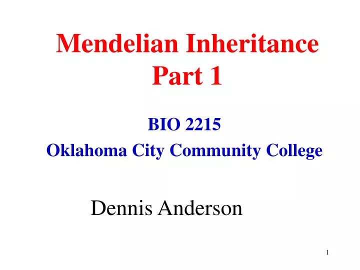 mendelian inheritance part 1