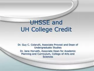 UHSSE and UH College Credit