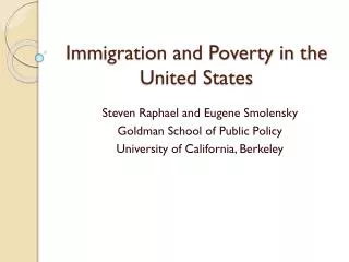 Immigration and Poverty in the United States